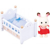Sylvanian Families Chocolate Rabbit Baby Set Baby Bed 5017