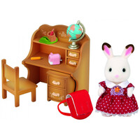 Sylvanian Families Chocolate Rabbit Sister Set Desk 5016