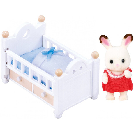 Sylvanian Families Chocolate Rabbit Baby Set Baby Bed 5017