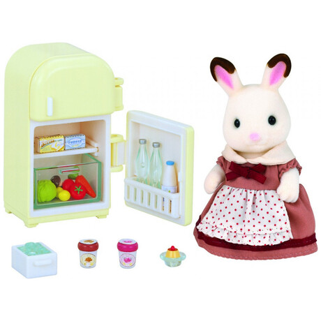 Sylvanian Families Chocolate Rabbit Mother Set Fridge 5014