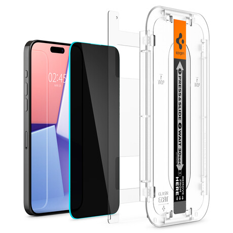 Spigen Glass tR EZ Fit (Privacy) 2 Pack, transparency - iPhone 15 Pro AGL06894