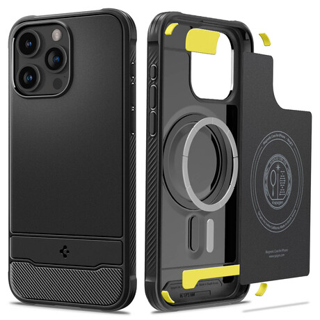 Spigen Rugged Armor MagSafe, matte black - iPhone 15 Pro ACS06703
