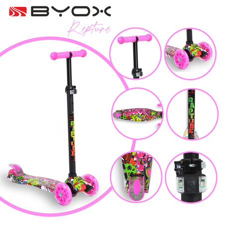 Byox Παιδικό Πατίνι Rapture Τρίτροχο Για 3+ Ετών Ροζ 104590