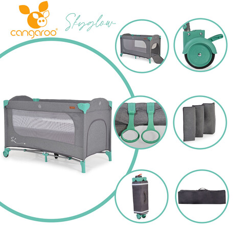 Cangaroo Skyglow Παρκοκρέβατο 2 Επιπέδων Mint 125X62cm 109383